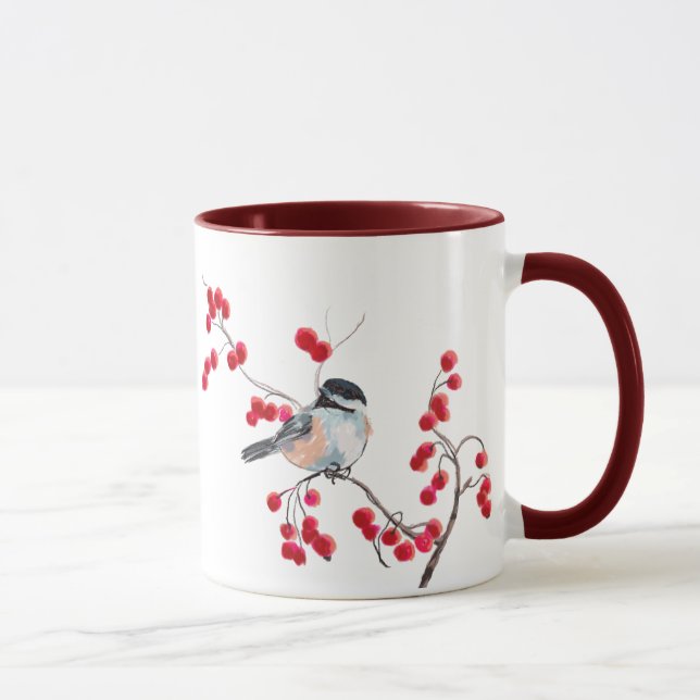Taza CHICKADEE y BAYAS ROJAS de SHARON SHARPE (Derecha)