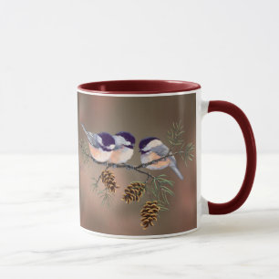 Taza CHICKADEES y PINECONES de SHARON SHARPE