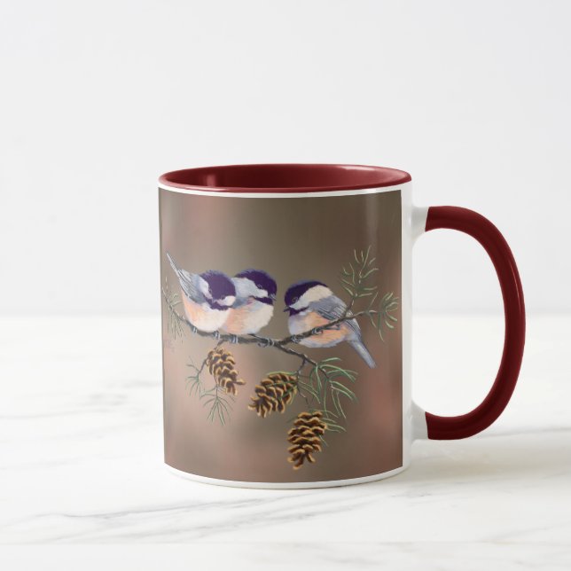 Taza CHICKADEES y PINECONES de SHARON SHARPE (Derecha)