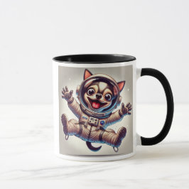 Taza Chien astronaute en mission spatiale.