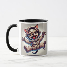 Taza Chien astronaute en mission spatiale.