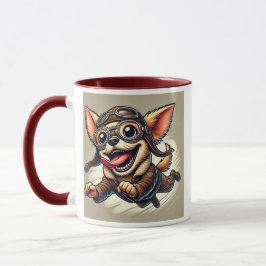 Taza Chien Chihuahua aviateur dans les airs.