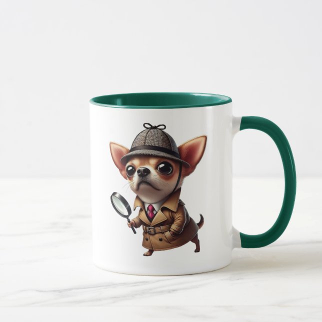 Taza Chien détective avec un look Sherlock Holmes. (Derecha)
