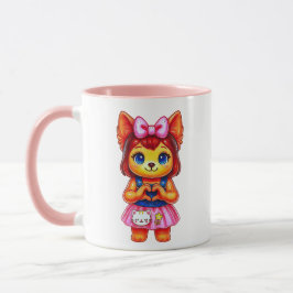 Taza Chienne Kawaii Nœud Rose