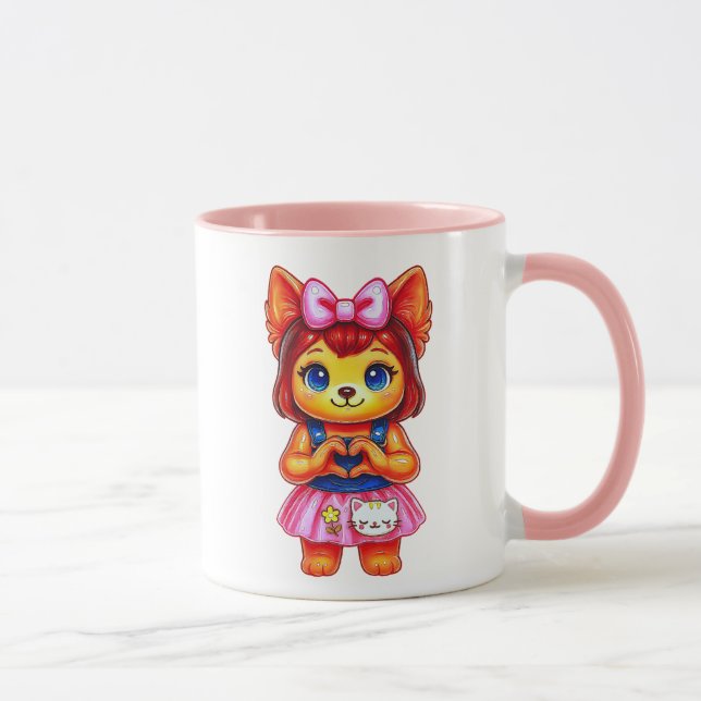 Taza Chienne Kawaii Nœud Rose (Derecha)