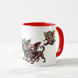 Taza Chiens méchants prêts à s'affronter.