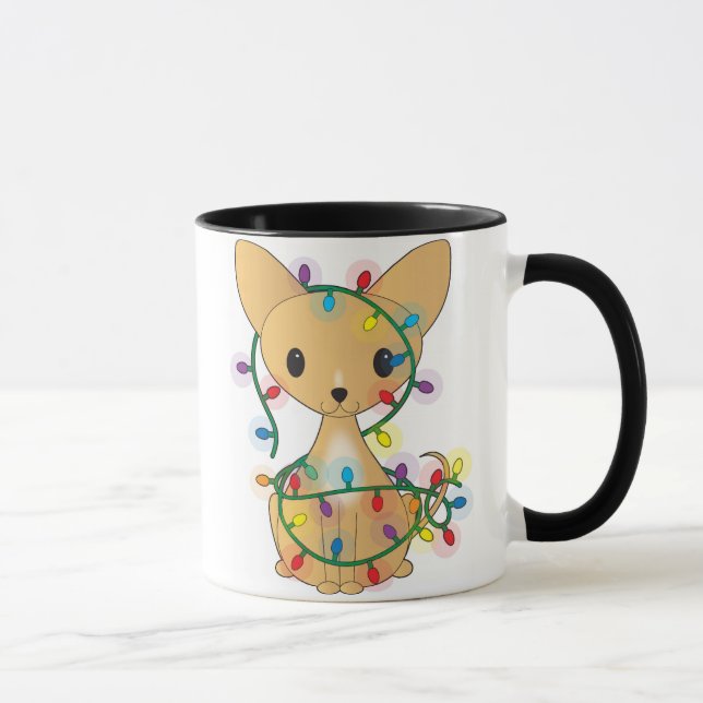 Taza Chihuahua con las luces de navidad (Derecha)