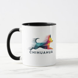 Taza Chihuahua poligonal en amarillo y azul