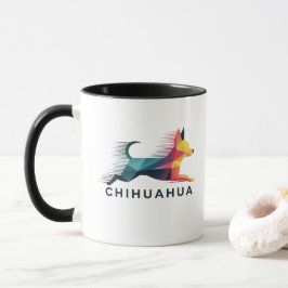 Taza Chihuahua poligonal en amarillo y azul
