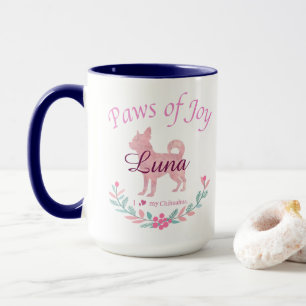 Taza Chihuahua Rosa Pastel Moderno Navidad Personaliz