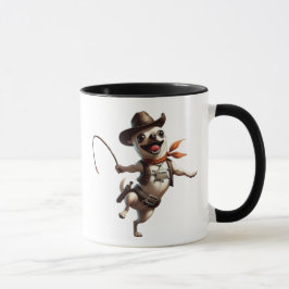 Taza Chihuahua shérif du Far West avec son lasso.