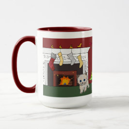 Taza Chimenea Navidades gatitos atragantar gran sueño