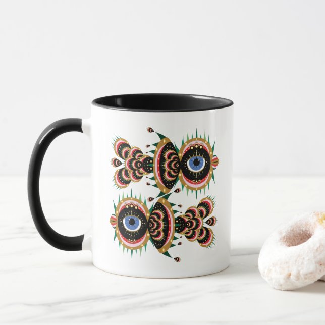 Taza Chimera - Negro de pastoreo de peces (Con donut)