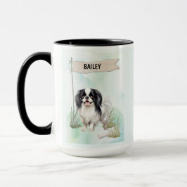 Taza Chin Japonés Acuarela Perro Personalizado
