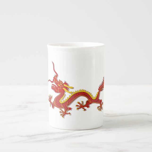 Taza china de la especialidad del dragón del rojo (Frente)