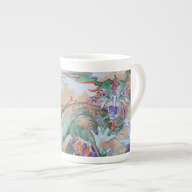 Taza china de la porcelana de hueso del dragón (Derecha)