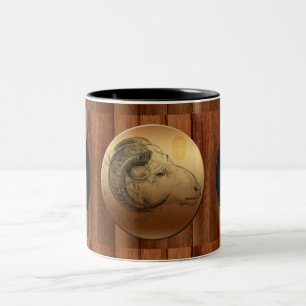 Taza china de madera del cumpleaños del zodiaco