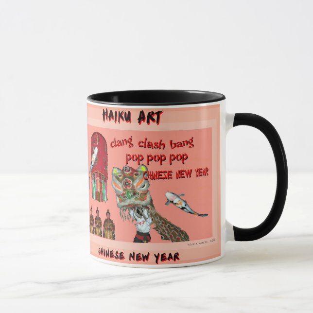 Taza china del arte del Haiku del Año Nuevo (Derecha)