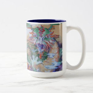 Taza china del Dos-tono del dragón - marina de