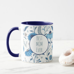 Taza Chinoiserie Blue Echinacea Pattern