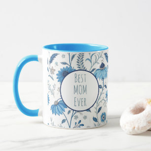 Taza Chinoiserie Blue Echinacea Pattern