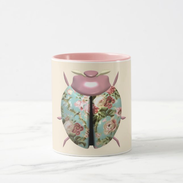 Taza Chintz azul rosa floral victorioso de la parábola (Centro)