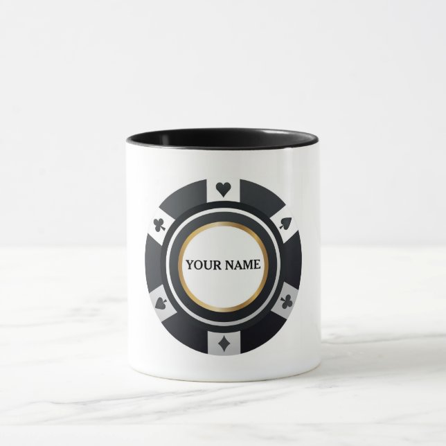 Taza Chip de póquer de personalizable blanco negro (Centro)