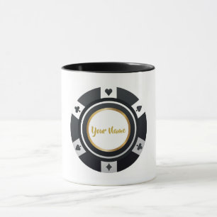 Taza Chip de póquer de personalizable oro blanco negro
