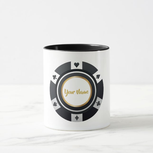 Taza Chip de póquer de personalizable oro blanco negro (Centro)