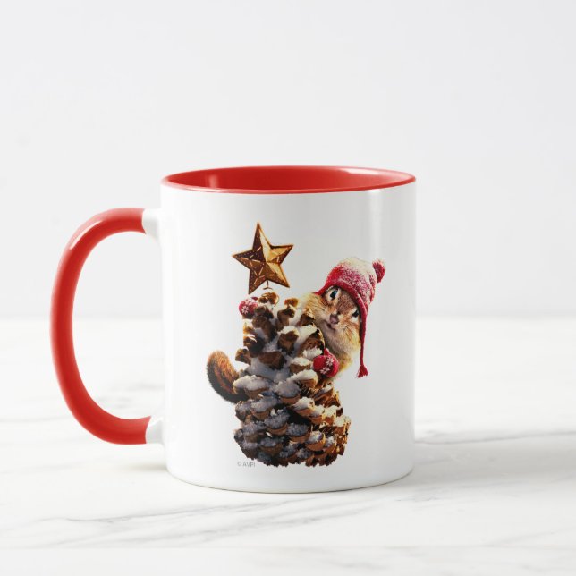 Taza Chipmunk con árbol de cono de pino (Izquierda)