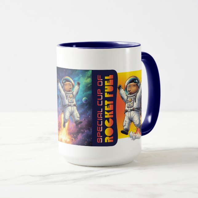 Taza Chiste de Papá sobre Capybara Mañana Cohete Combus (Anverso derecho)
