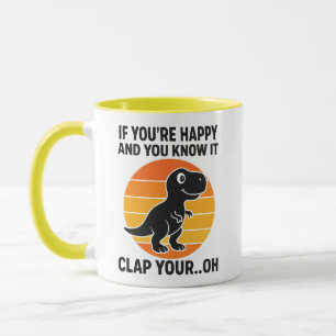 Taza Chiste divertido de T Rex Aplaudir Oh Retro Dinosa