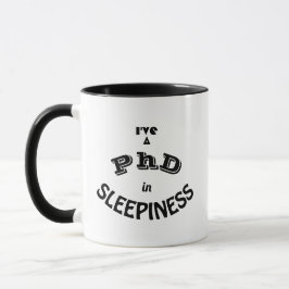 Taza Chiste sobre somnolencia, café, Phd y postdoc v1