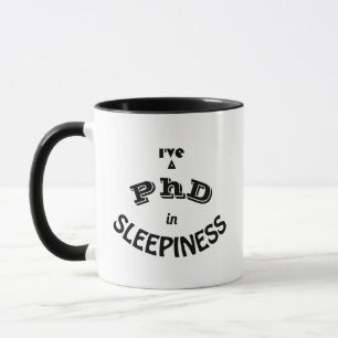 Taza Chiste sobre somnolencia, café, Phd y postdoc v1
