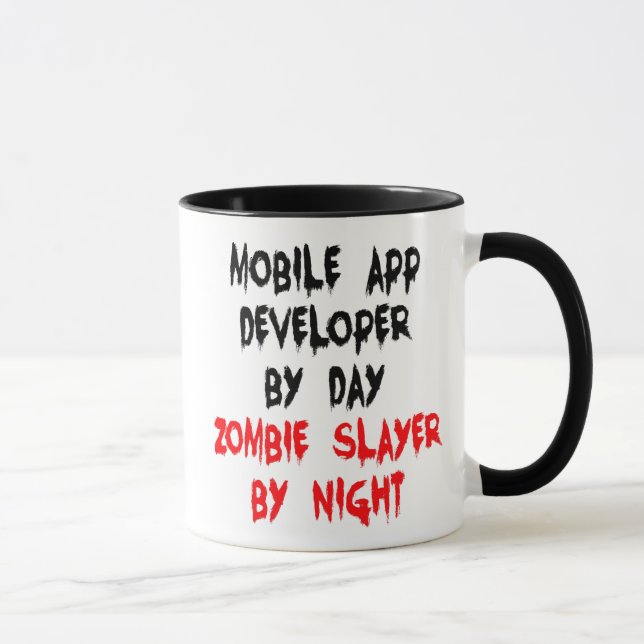 Taza Chiste Zombie Slayer para desarrollador de aplicac (Derecha)