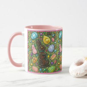 TAZA CHOCOLATE BUNNY, CHICK, HUEVOS, JELLY BEANS