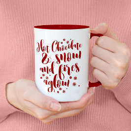 Taza Chocolate caliente y nieve e incendios de alta tip