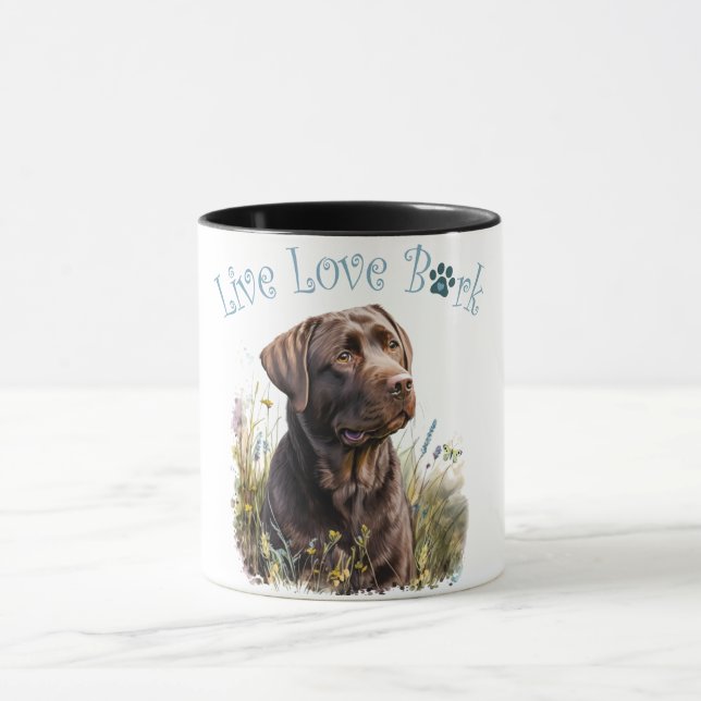 Taza Chocolate Lab Dog Mom Floral (Centro)