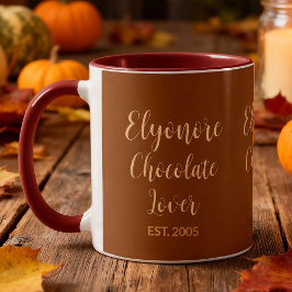 Taza Chocolate Lover Cream Script Personalized Name Est