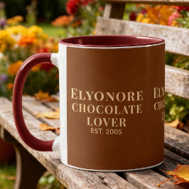 Taza Chocolate Lover Cream Script Personalized Name Est