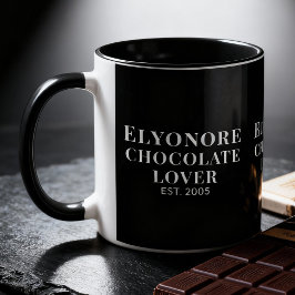 Taza Chocolate Lover White Script Personalized Name Est