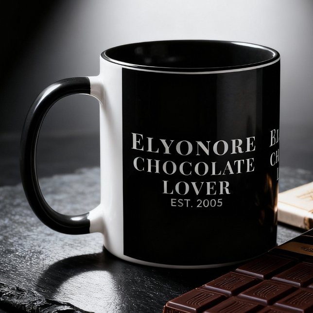Taza Chocolate Lover White Script Personalized Name Est (Subido por el creador)