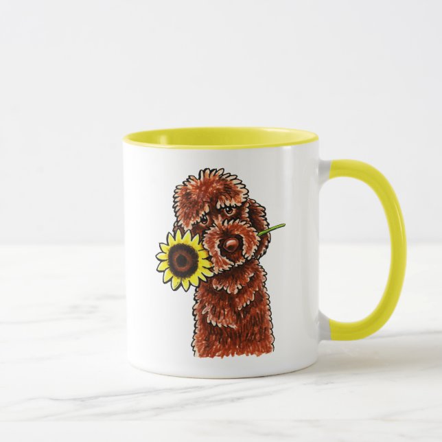 Taza Chocolate Sunny Labradoodle Off-Leash Art™ (Derecha)