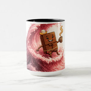Taza Chocolate y Café Fresa Rosa Surfing Lindo 