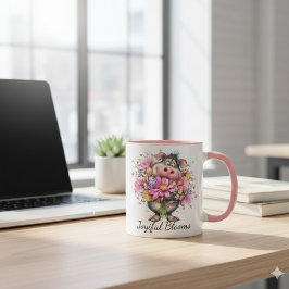 Taza Choose Joy Every Day Mug: Cute Pig & Floral Art