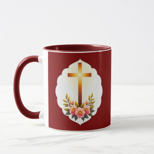 Taza Christian Easter Cross with Flowers – caneca (Izquierda)
