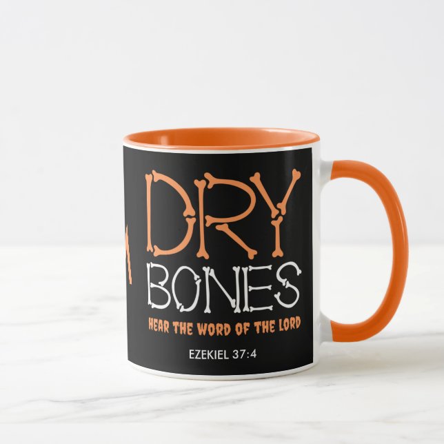 Taza Christian Halloween DRY BONES Ezekiel 37 Monograma (Derecha)