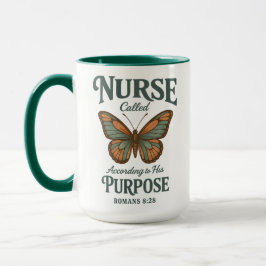 Taza Christian Nurse Romans 8:28 Butterfly Faith