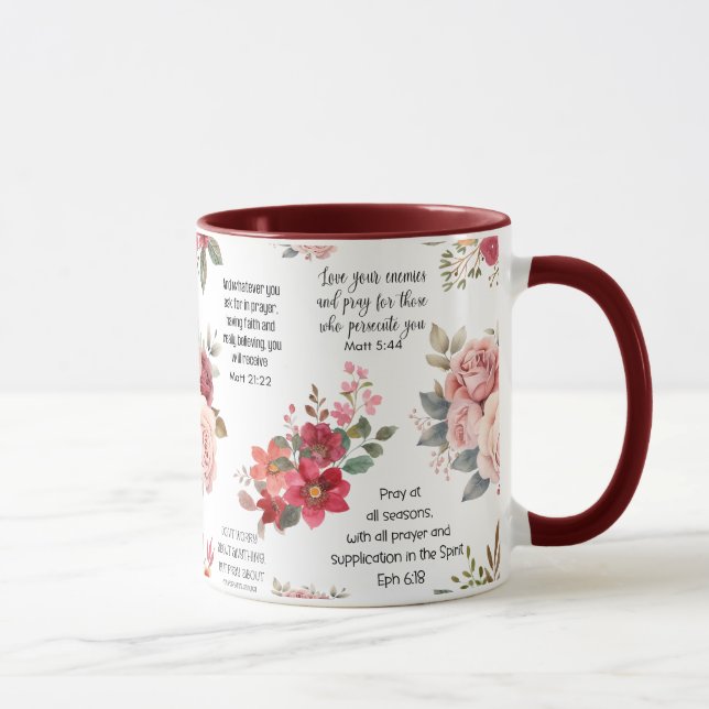 Taza Christian PRAYER SCRIPTURAS Floral (Derecha)