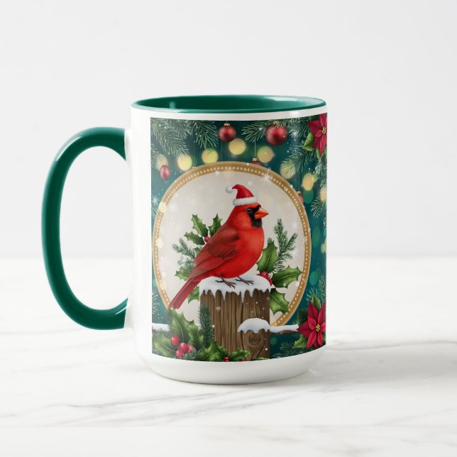 Taza Christmas Cardinal Mug | Red Bird Holiday Coffee (Izquierda)